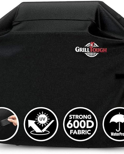 Heavy Duty BBQ Grill Cover for Outdoor Grill, 52 Inch – Waterproof, Weather Resistant, UV & Fade Resistant with Adjustable Straps – Gas Grill Cover for Weber, Genesis, Charbroil, etc. Black