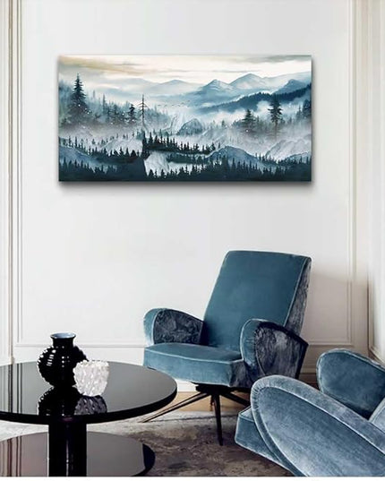 hyidecorart Fog Forest Landscape Wall Paintings Canvas Wall Art For Living Room Bedroom Wall Decor Modern Home Decor Office Decorations Stretched And Framed Ready To Hang Pictures Works 40x20