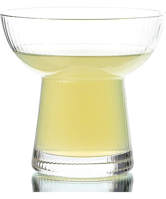 Lysenn Stemless Margarita Glasses Set of 2 - Elegant Vertical Stripes Cocktail Glasses – Premium Hand Blown Glassware for Martini and Mixed Drinks – 10 oz