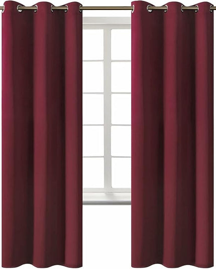 BGment Blackout Curtains for Bedroom - Grommet Thermal Insulated Room Darkening Curtains for Living Room, Set of 2 Panels (42 x 72 Inch, Burgundy)
