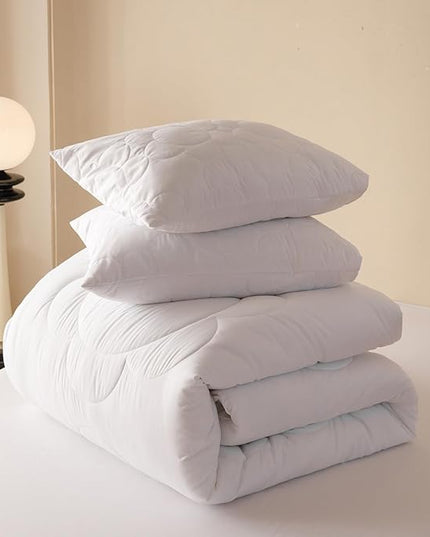 Houseri White Floral Comforter Set King Solid White Sunflower Comfy Fluffy Quilted Comforters King Size Bedding Sets