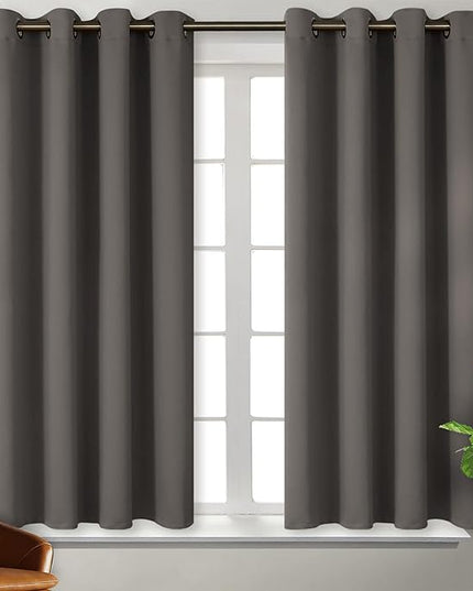 BGment Blackout Curtains for Bedroom - Grommet Thermal Insulated Room Darkening Curtains for Living Room, Set of 2 Panels, Each 46 x 54 Inch, Grey