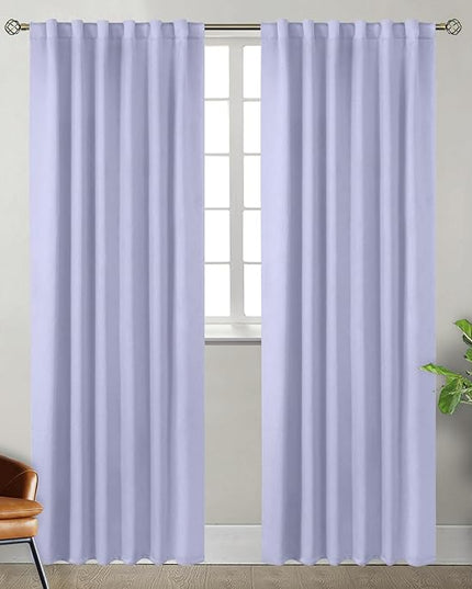 BGment Rod Pocket and Back Tab Blackout Curtains for Bedroom - Thermal Insulated Room Darkening Curtains for Living Room, 2 Window Curtain Panels (52 x 84 Inch, Lavander)