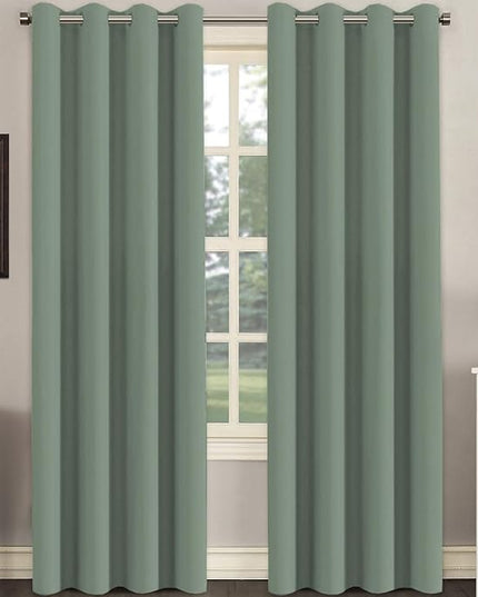 H.VERSAILTEX Room Darkening Curtains for Living Room Light Reducing Thermal Insulated Window Treatment Panels/Drapes Grommet Top 2 Panels Green Bay - 52 x 84 Inches