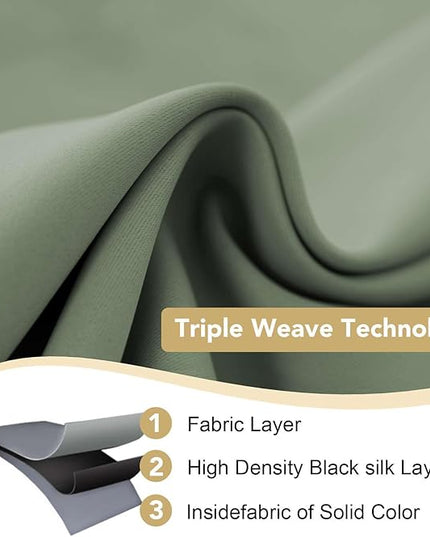 H.VERSAILTEX Room Darkening Curtains for Living Room Light Reducing Thermal Insulated Window Treatment Panels/Drapes Grommet Top 2 Panels Green Bay - 52 x 84 Inches