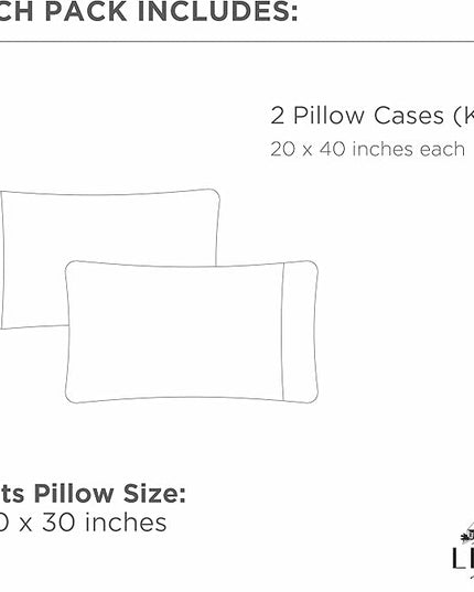 Linen Home 100% Cotton Percale Pillowcases King Size, Sage, 2 Pieces of Pillow Case, Crisp and Cool Strong Bed Linen, 20 inches X 40 inches