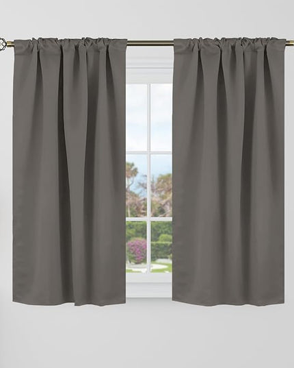 BGment 40 Inch Blackout Curtains for Small Window - 38 x 40 inch Curtains Rod Pocket and Back Tab Thermal Room Darkening Curtains for Kitchen/Cafe Room, 2 Window Panels, Grey