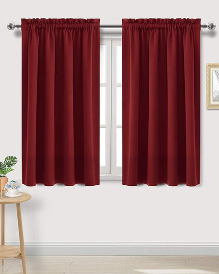 DWCN Christmas Burgundy Room Darkening Blackout Curtains - Thermal Insulated Privacy Energy Saving Window Curtain Drapes 52 x 45 inch Length, Set of 2 Bedroom Living Room Curtains
