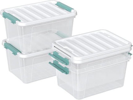 Readsky 4 Packs Clear Storage Latch Boxes, 20 Quart Plastics Storage Bins with Lids, Stackable
