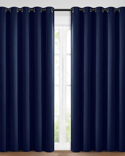 Yakamok Blackout Curtains Room Darkening Thermal Insulated with Grommet Window Curtain for Bedroom/Living Room(62Wx84L, Navy Blue, 2 Panels)