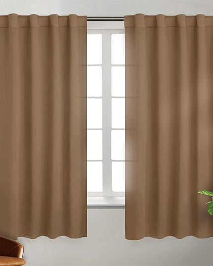 BGment Taupe Curtains 63 inch Length for Bedroom - Rod Pocket and Back Tab Blackout Curtains Thermal Insulated Room Darkening Curtains for Living Room, 2 Window Curtain Panels (Each 38 x 63 Inch)
