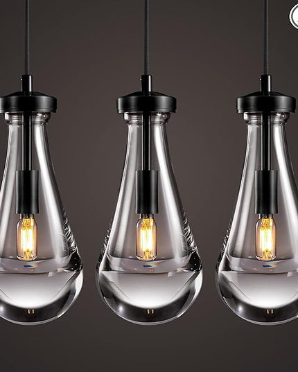 Modern Raindrop Pendant Lights Set of 3, Pendant Lights Kitchen Island 3 Pack, Matte Black Pendant Lights for Bedroom Bathroom, Chandelier for Living Room Hallway, Bulb Included