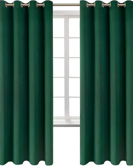 BGment Blackout Curtains for Bedroom - Grommet Thermal Insulated Room Darkening Curtains for Living Room, Set of 2 Panels (52 x 72 Inch, Emerald Green)