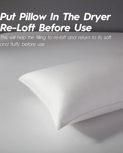 Globon Luxury Down Pillow King Size, Firm Hotel Collection Bed Pillow with 100% Cotton Cover, Down Surrounded Feather Pillow, 20x36 Inches (1 Pack)