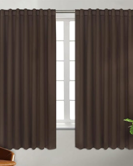 BGment Wide Blackout Curtains 63 inch - Rod Pocket and Back Tab Thermal Insulated Room Darkening Curtains for Living Room, 70 x 63 Inch, Brown, 2 Window Panels