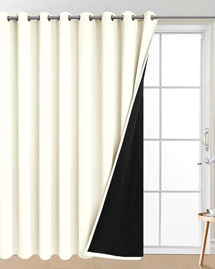 Yakamok 100% Blackout Patio Door Curtain Panels - Extra Wide, Thermal, Grommet Drapes for Sliding Glass Door, Cream, W100 x L84, 1 Panel
