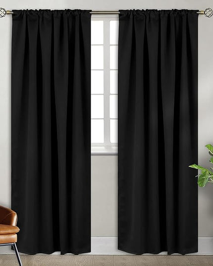 BGment Halloween Black Blackout Curtains 84 inches Long - Rod Pocket and Back Tab Thermal Insulated Bedroom Drapes for Living Room, 42 x 84 Inches, 2 Window Curtain Panels
