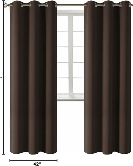 BGment Blackout Curtains for Living Room - Grommet Thermal Insulated Room Darkening Curtains for Bedroom, 2 Panels of 42 x 84 Inch, Brown