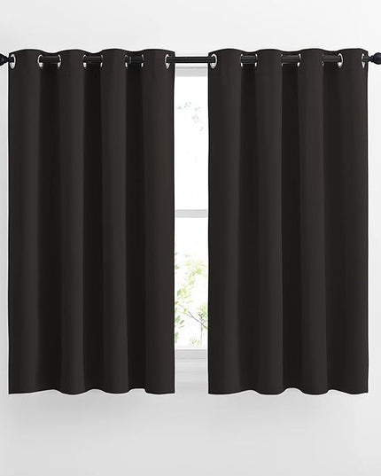 NICETOWN Bedroom Blackout Curtains and Drapes - Triple Weave Thermal Insulated Solid Grommet Blackout Panels for Basement(1 Pair, 52 inches by 45 Inch, Toffee Brown)