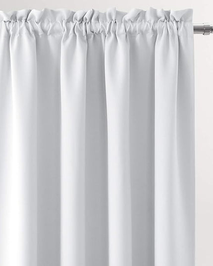 DWCN Blackout Curtains for Bedroom – Rod Pocket Thermal Insulated Noise Reducing Noise Reducing Drapes for Living Room, W 52 x L 95 Inch, 2 Panels, Greyish White