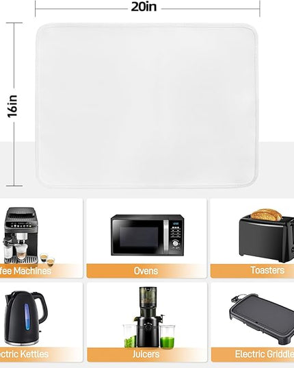 Heat Resistant Mats for Countertop - Fireproof 16x20 in Heat Resistant Mats for Air Fryer - Kitchen Countertop Protector Hot Pad for Air Fryer, Coffee Maker, Stand Mixer, Oven 2PCS - White