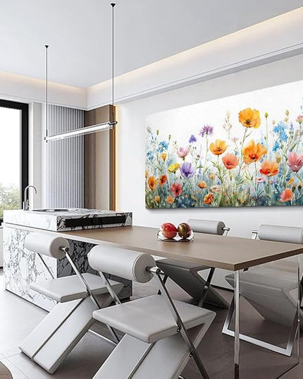 Wapluam Vintage Wildflower Canvas Prints Painting Large Wall Decor For Living Room Wall Art For Bedroom Office Decoration Flowers Artworks Pictures Ready To Hang Modern Minimalism Framed Home Decor