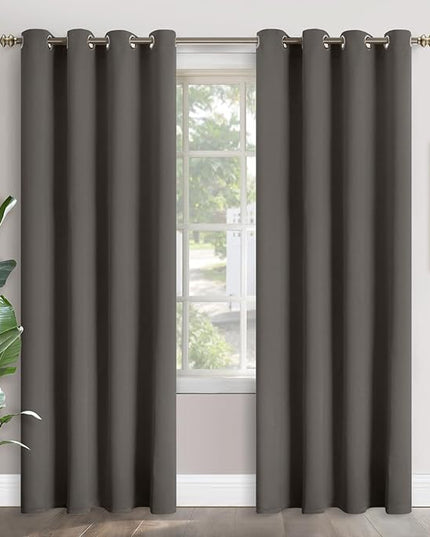 YoungsTex Blackout Curtains for Bedroom 84 Inches Long - Room Darkening with Grommet Thermal Insulated Drapes for Living Room Privacy Decorative, 2 Panels, 52 x 84 Inch, Grey
