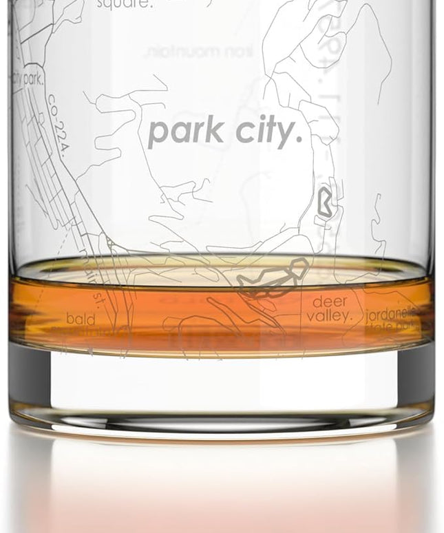 Well Told Engraved Park City Utah Map Rocks Glass, Old Fashioned Glassware (11 oz, Clear) Etched Bourbon Tumbler, Gifts For Whiskey Lovers