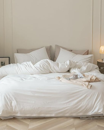Luxlovery White Comforter Set Queen White Bedding Comforter Set Bed Sets Solid Blanket Quilts Hotel Collection Women Men Soft Breathable Queen Size 3 Piece Comforter