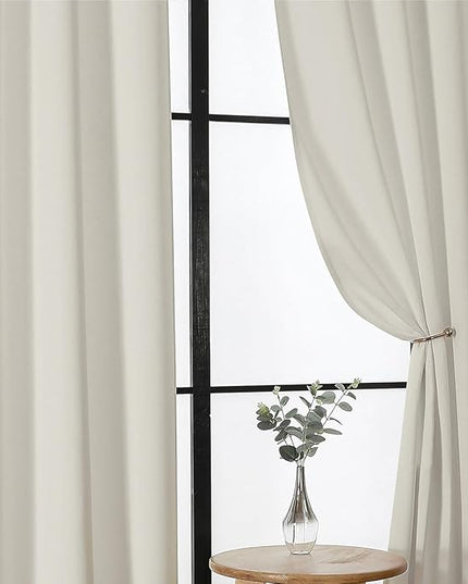 Gwine Short Light Filtering Curtains 36 Inches Long, Small Curtains Over Sink, Thermal Insulated Room Darkening Drapes for Bathroom Basement Patio Cabinet, 2 PCS, Each 40" Wx36 L, Natural
