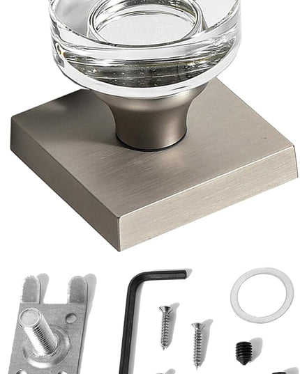 4 Pack Crystal Glass Dummy Door Knob Brushed Nickel Dummy Door Handles Interior for Closet and Bifold Doors