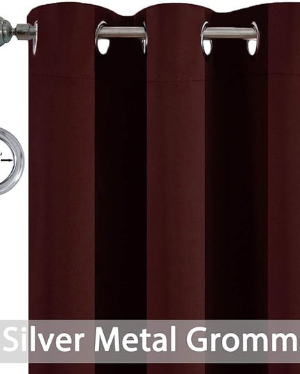 Yakamok Treatment Blackout Thermal Insulated Room Darkening Solid Grommet Curtains/Drapes for Bedroom,Bonus 2 Tie Backs Included (Burgundy Red,52x72-inch, 2 Panels)