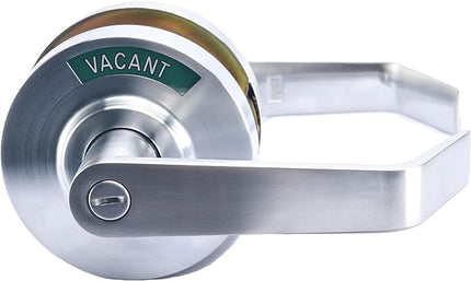 Medium/Heavy Duty Designer Commercial Lever Door Lock (Bathroom Privacy w/Indicator, Satin Chrome) Non-Handed, Grade 2 Industrial Door Handle for Restroom Doors