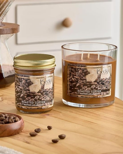 8oz Coffee Scented Candle, Fresh Roast Coffee, Espresso, Macchiato, Large Jar Candles Gift for Men and Women, Clear Glass