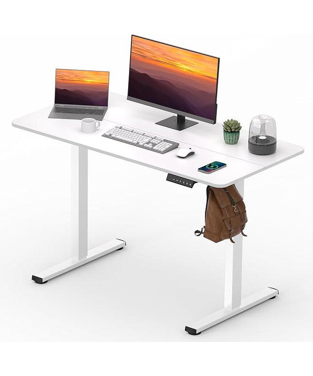 Adjustable Stand Up Desk Standing Desk, 47x24 Inches Home Office Desk with Memory Preset, Computer Workstation Sit Stand Desk Splice, White
