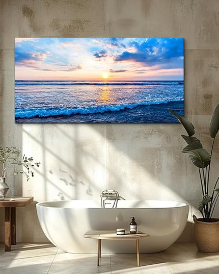 Canvas Wall Art for living room blue beach ocean sea waves landscape Wall Decor Ready to Hang Home Decorations bedroom kitchen bathroom inspirational Canvas prints posters painting wall mural Artwork