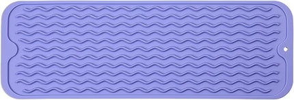 Silicone Dish Drying Mat for Multiple Usage,Easy clean,Eco-friendly,Heat-resistant Silicone Mat for Kitchen Counter,Sink,Bar,Bottle,or Cup Light Purple M 17 inches x 6 inches