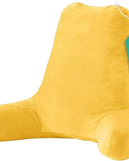 Sasttie 25-inch Reading Pillows for Sitting in Bed Adult, Jumbo Velvet Back Pillow Bed Sitting Up, XL High Back-Rest Support Cushion for Sit Up on Couch & Floor, Oeko-Tex Certified, Yellow