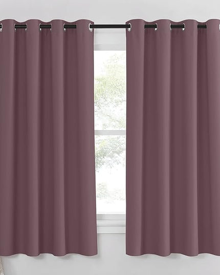 NICETOWN Blackout Dry Rose Curtain 63 inches Long for Girls Room - Grommet Thermal Insulated Room Darkening Window Treatment Privacy Drapes for Bedroom/Living Room (1 Piece, W52 x L63)