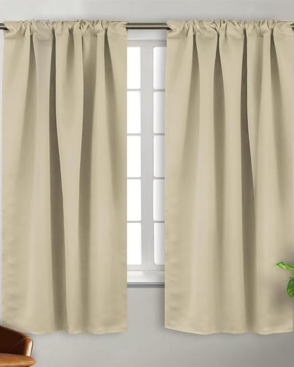 BGment Beige Room Darkening Curtains 63 inch Length - Rod Pocket and Back Tab Thermal Insulated Curtains for Bedroom/Living Room, 2 Panels Set, 38 x 63 Inch