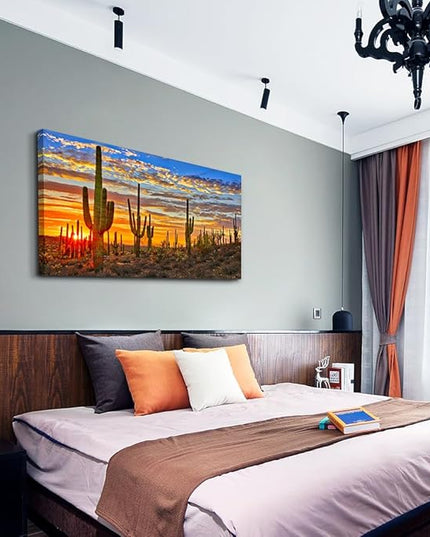 Lapremoly Canvas Wall Art For Living Room farmhouse Wall Decor For Bedroom Office Decor Cactus Landscape Wall Paintings Pictures Framed Ready To Hang Home Decor Prints Posters Artwork 20X40 inch