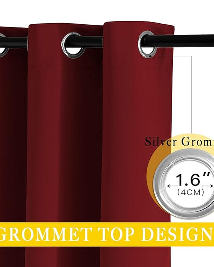 NICETOWN Glass Door Curtains for Window, Wide Thermal Curtain Panels, Sliding Door Drapes, Extra Wide Curtains (Burgundy Red, 80 inches Wide x 84 inches Long)