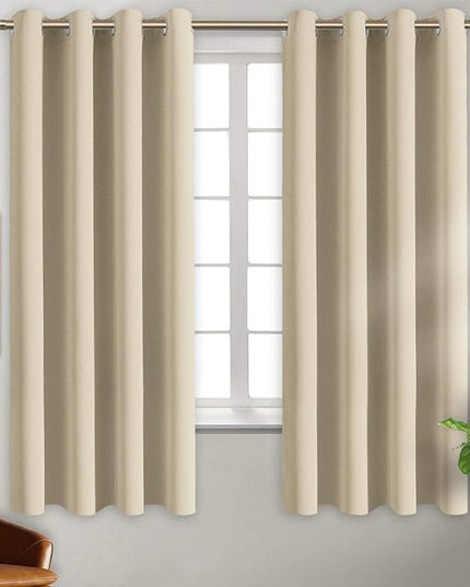 BGment Room Darkening Curtains for Bedroom - Grommet Thermal Insulated Window Treatments Light Blocking Curtains for Living Room, Set of 2 Panels, Each 46 x 63 Inch, Beige