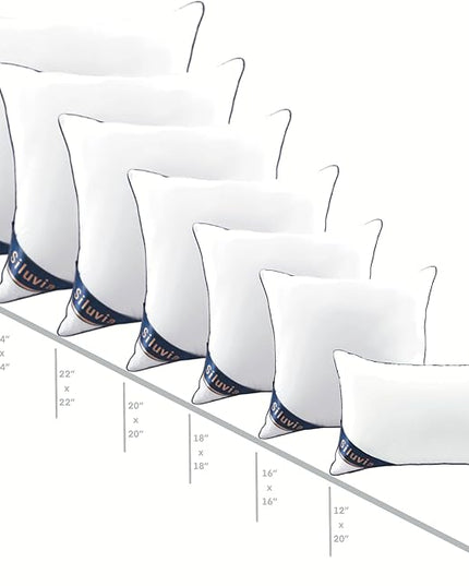 Siluvia Decorative 18x18 Pillow Inserts Set of 4 - Square Throw 18 Pillows with 100% Cotton Cover for Sofa, Couch, and Bed - White