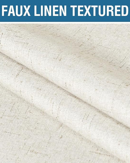 H.VERSAILTEX 100% Blackout Curtains for Bedroom 63 Inches Long Grommet Linen Face Full Light Blocking Curtain Drapes for Living Room Thermal Insulated Linen Look Curtains 2 Panels Set, Antique White