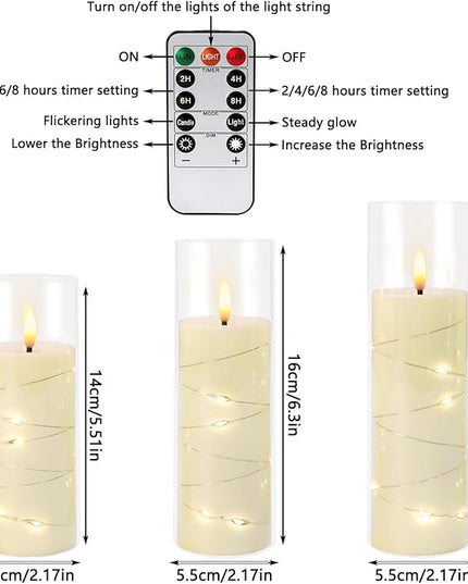 24 Pack Christmas Decoration Flickering Flameless Candles,Battery Operated Candles,LED String Lights LED Candles for New Year, Home Decor, Parties,Wedding(D2.2 xH 5" 6" 7") (Ivory)