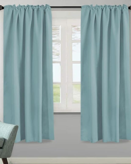 H.VERSAILTEX Blackout Curtains Thermal Insulated Window Treatment Panels Room Darkening Blackout Drapes for Living Room Back Tab/Rod Pocket Bedroom Draperies (2 Panels, Mineral Blue, 52 x 72 Inch)
