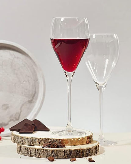 Krosno Red Wine Glasses, Set of 4, 16.2 oz, Perla Collection, Elegant Rounded Shape, Durable Crystalline Glass, Unique Design, Dishwasher Safe, Made in Europe