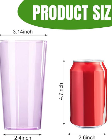 Liacere Color Plastic Drinking Glasses - (Set of 12) 18oz Color Plastic Glasses Colors Reusable，Kitchen Water Glasses Cup, Bar Tumbler Glassware Set for Beer, Juice, Cocktail, Whiskey, Milk