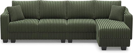 Belffin Sectional Couch with L-Shape Chaise L Shaped Couch with Ottoman Sectional Couches for Living Room Corduroy (Green, L Shaped)